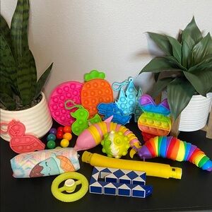Colorful Rainbow and Neon Sensory Toy Bundle - Bright Multicolor